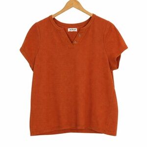 Madewell Waffle Knit Henley Short Sleeve Top Size 1X Rust